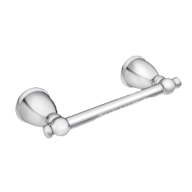 Chrome pivoting paper holder with smooth rounded mounts for bathroom organization and home improvement use