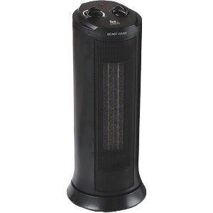 Black ceramic tower space heater with adjustable thermostat and dual heat settings for home use under $100 collection