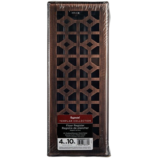 Oil-rubbed bronze steel floor register with geometric pattern, from plumbing and home improvement under $50 collection