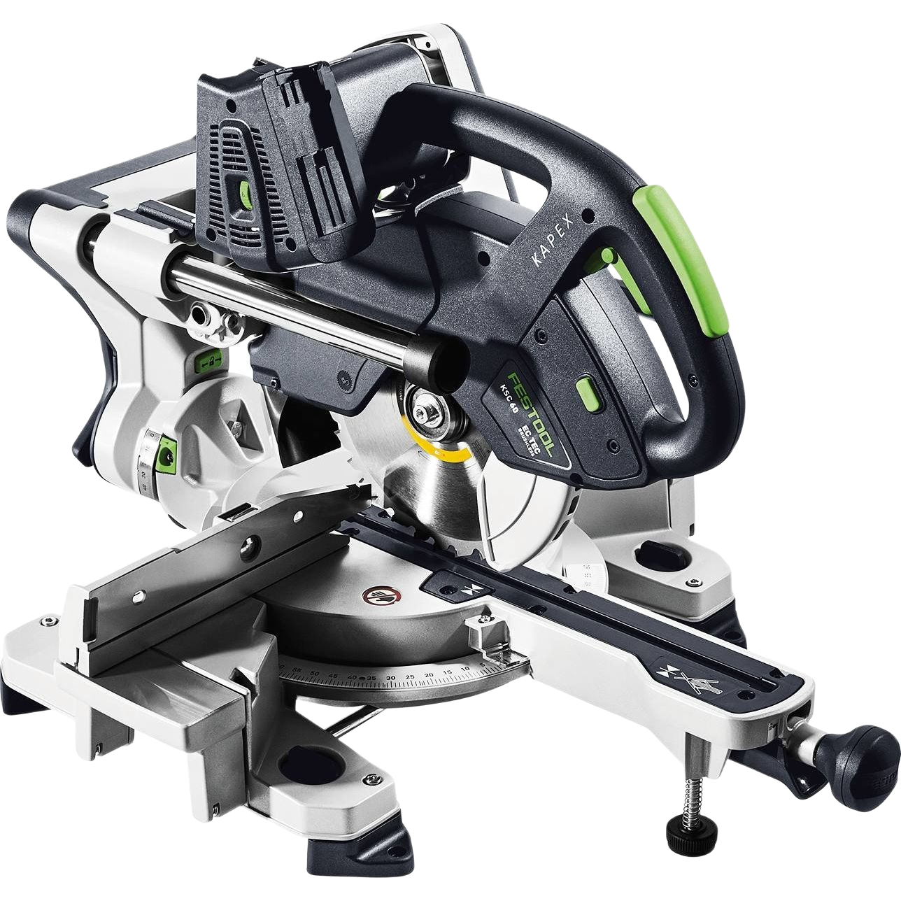 Cordless compound miter saw with sliding feature, ideal for woodworking and precision crosscuts in power tools collection.