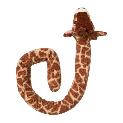 Plush Sherpa giraffe-shaped dog toy with long twisty body in pet toys and supplies under $100 collection