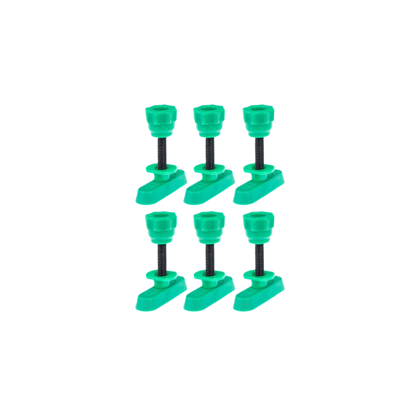 Set of six green adjustable hardware screws for woodworking jigs and fences in tool and power tool accessories collections