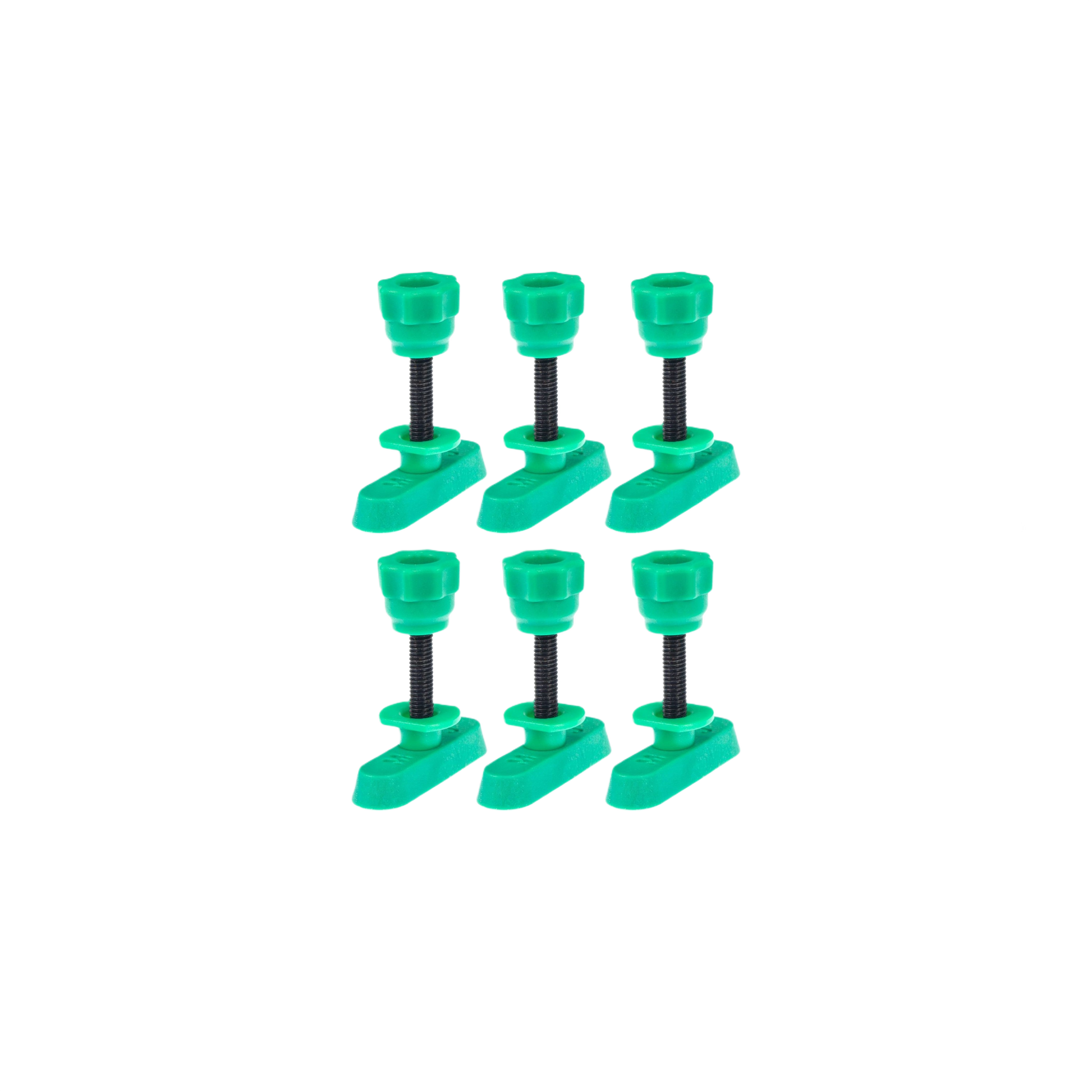 Set of six green adjustable hardware screws for woodworking jigs and fences in tool and power tool accessories collections