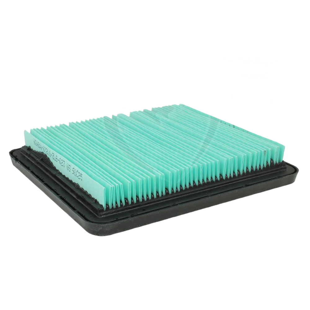 Rectangular green foam air filter element with black rubber frame for Honda engines in parts and lubricants collection under $50 category