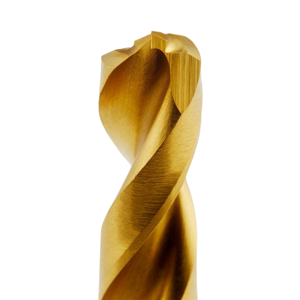 Titanium-coated 1/4 inch drill bit with quad edge tip for precision drilling in tool accessories and drill bits collections