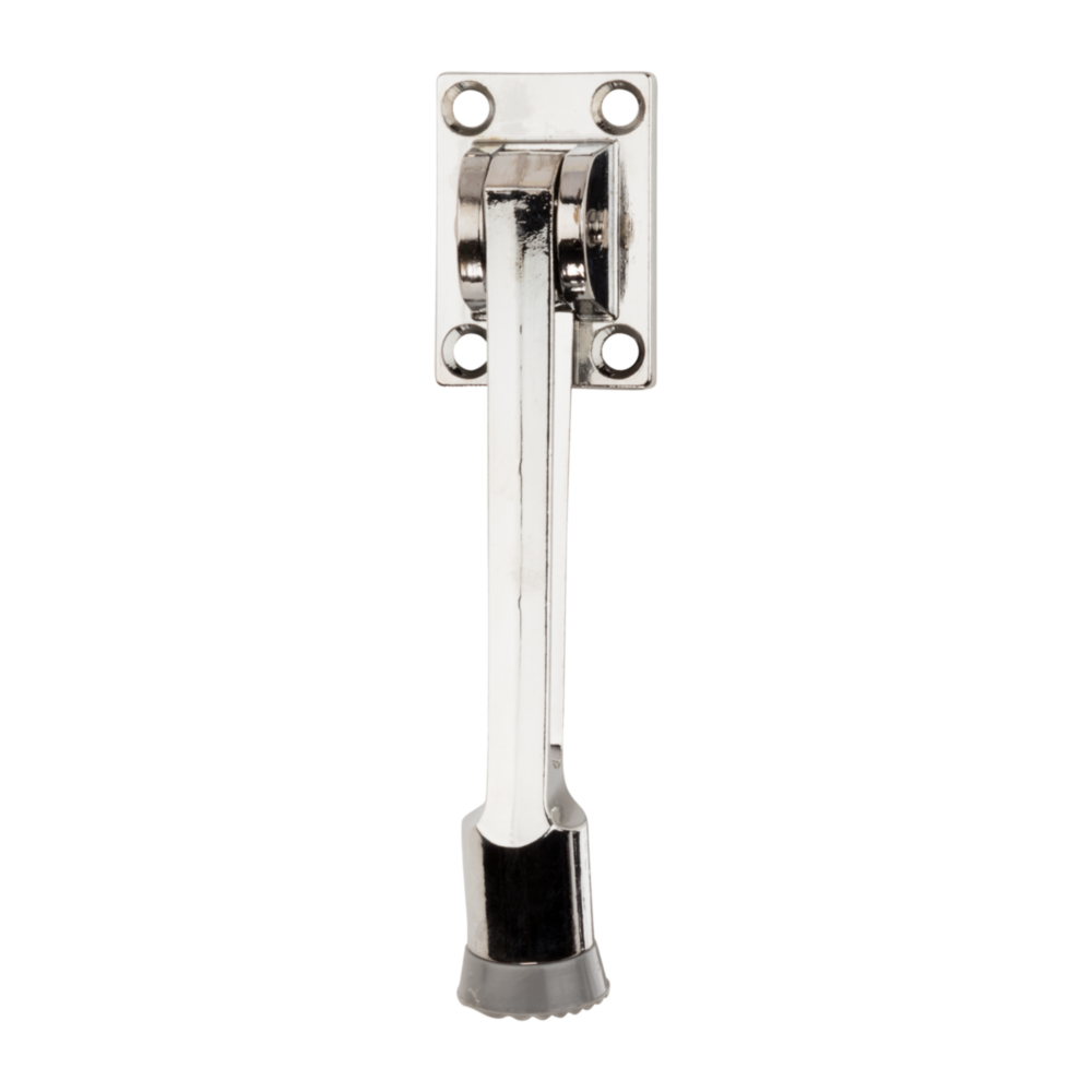 Chrome finish kickdown door stop with spring lock and mounting holes for door accessories and home improvement projects under $50 collection