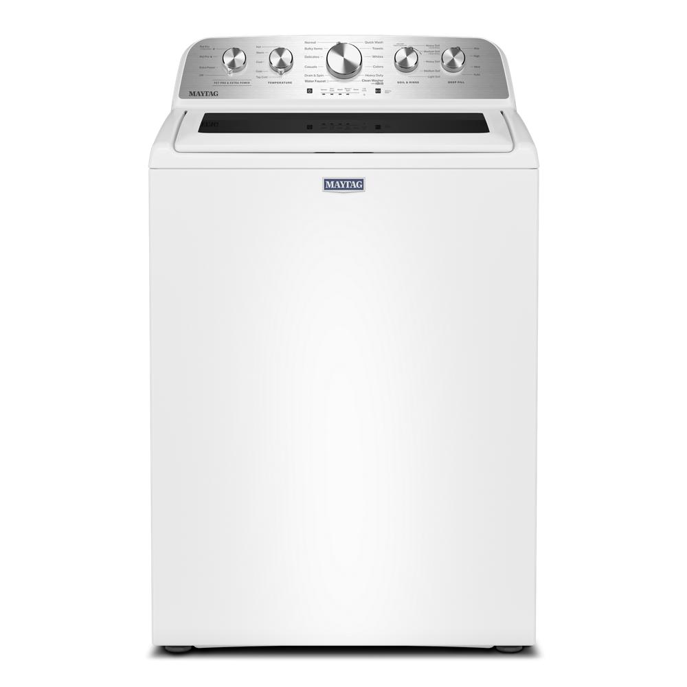 White top load impeller washer with control dials and multiple wash settings for laundry and home appliances