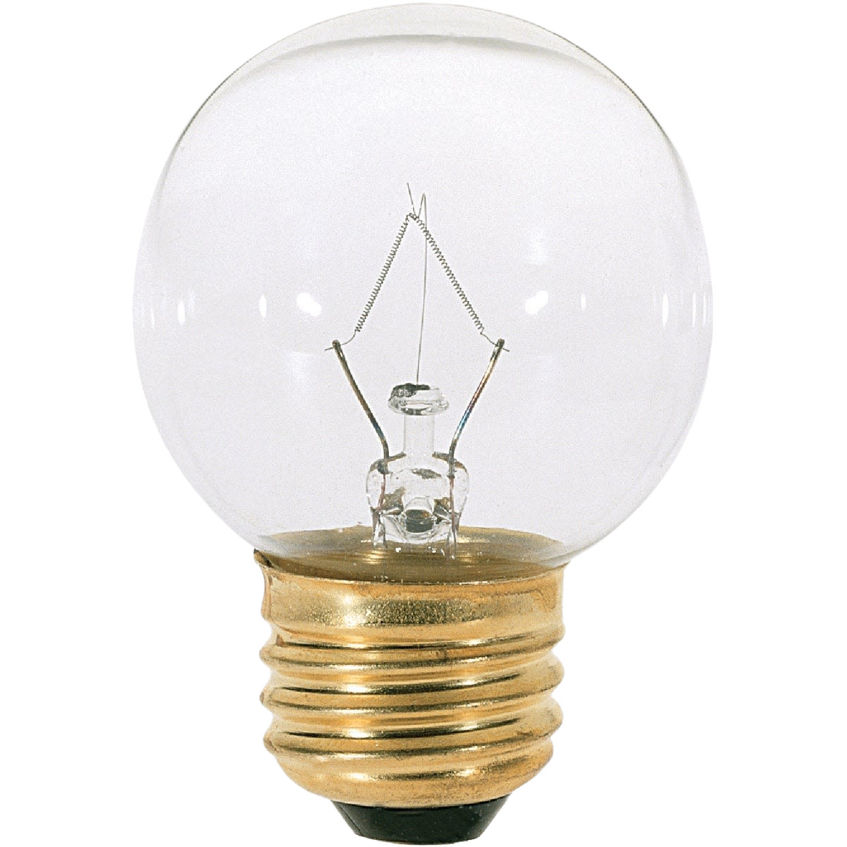 Clear incandescent globe light bulb with medium brass base for lighting and electrical home improvement projects under $50 collection