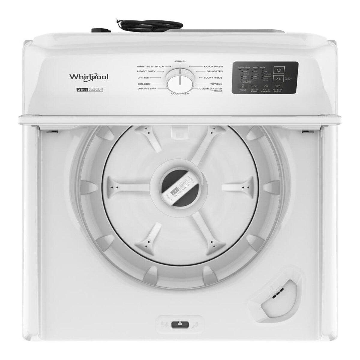 4.2–4.3 Cu. Ft. Whirlpool® Top Load Washer with 2-in-1 Removable Agitator and Soft Close Glass Lid