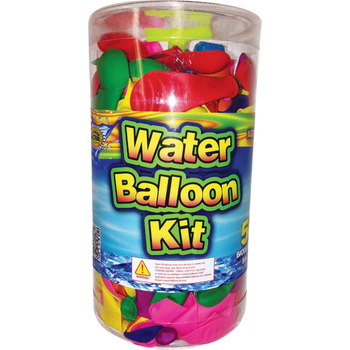 Container filled with colorful biodegradable latex water balloons for outdoor games and toys collection under $50