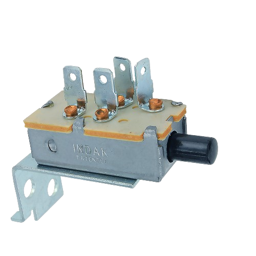 Metal PTO switch with copper connectors and black plastic actuator for John Deere parts and home improvement tools collections