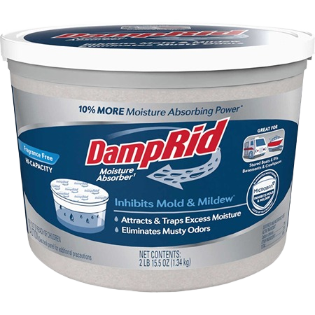 DampRid Hi-Capacity moisture absorber container for controlling dampness in household cleaning and maintenance tasks