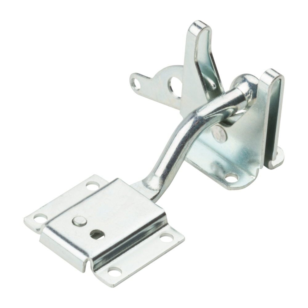 Zinc sag compensating latch with adjustable floating bar for reliable door latching in furniture hardware and home improvement.