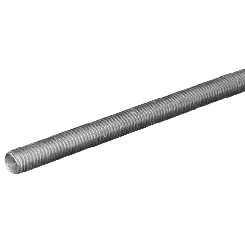 Zinc-plated threaded rod with consistent threading for fastening and home improvement tool applications