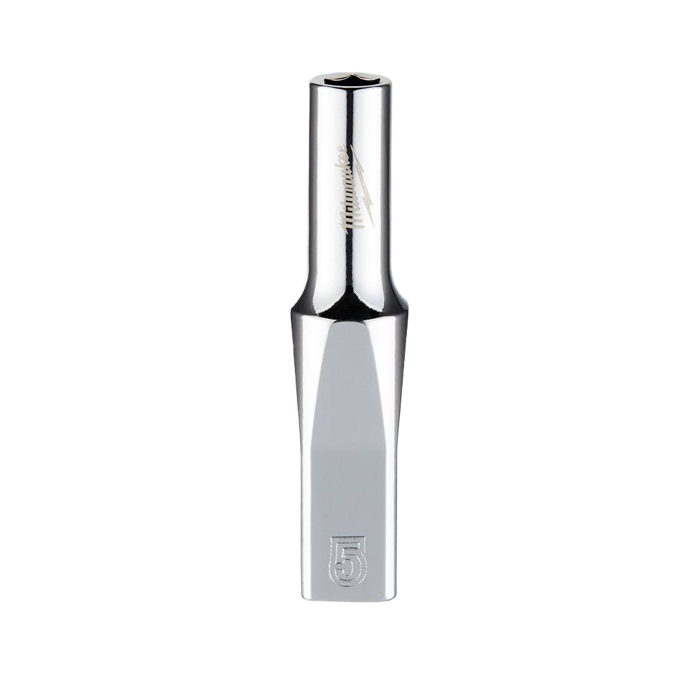 Polished 5-mm deep socket with FOUR FLAT sides for 1/4" drive, designed for precision tool use and home improvement tasks