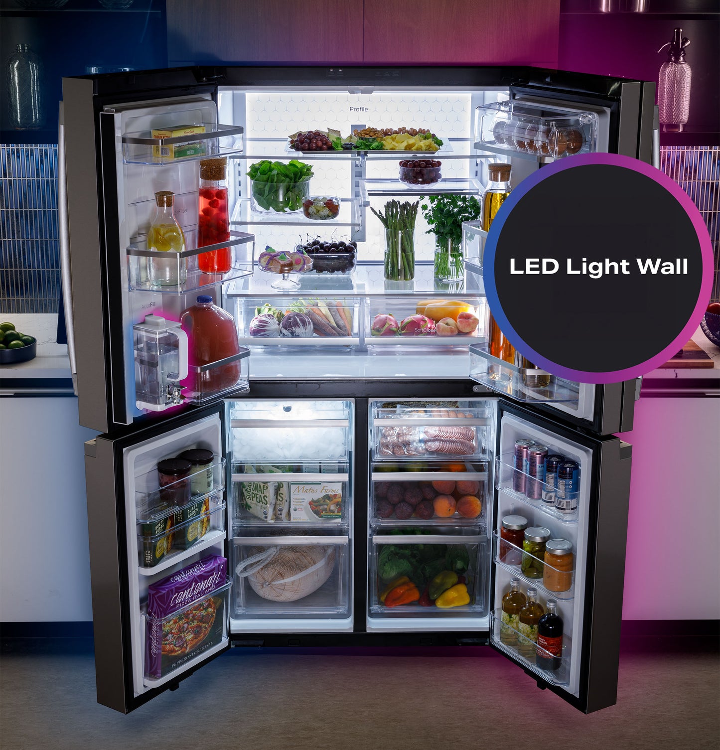 GE Profile™ ENERGY STAR® 28.3 Cu. Ft. Quad-Door Refrigerator with Dual-Dispense AutoFill Pitcher