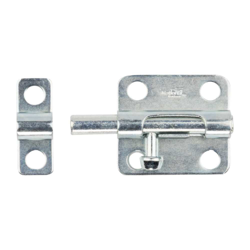 Zinc steel door barrel bolt with mounting holes for securing lightweight doors and cabinets in door accessories under $50 collection