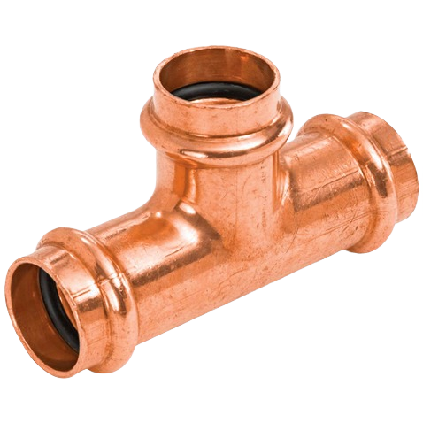 Copper press tee fitting with EPDM O-ring for plumbing, in Pipes & Fittings and Copper Pipe & Fittings collections under $50