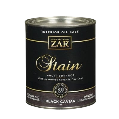 Black quart can of interior oil base multi-surface wood stain for finishing and home improvement projects