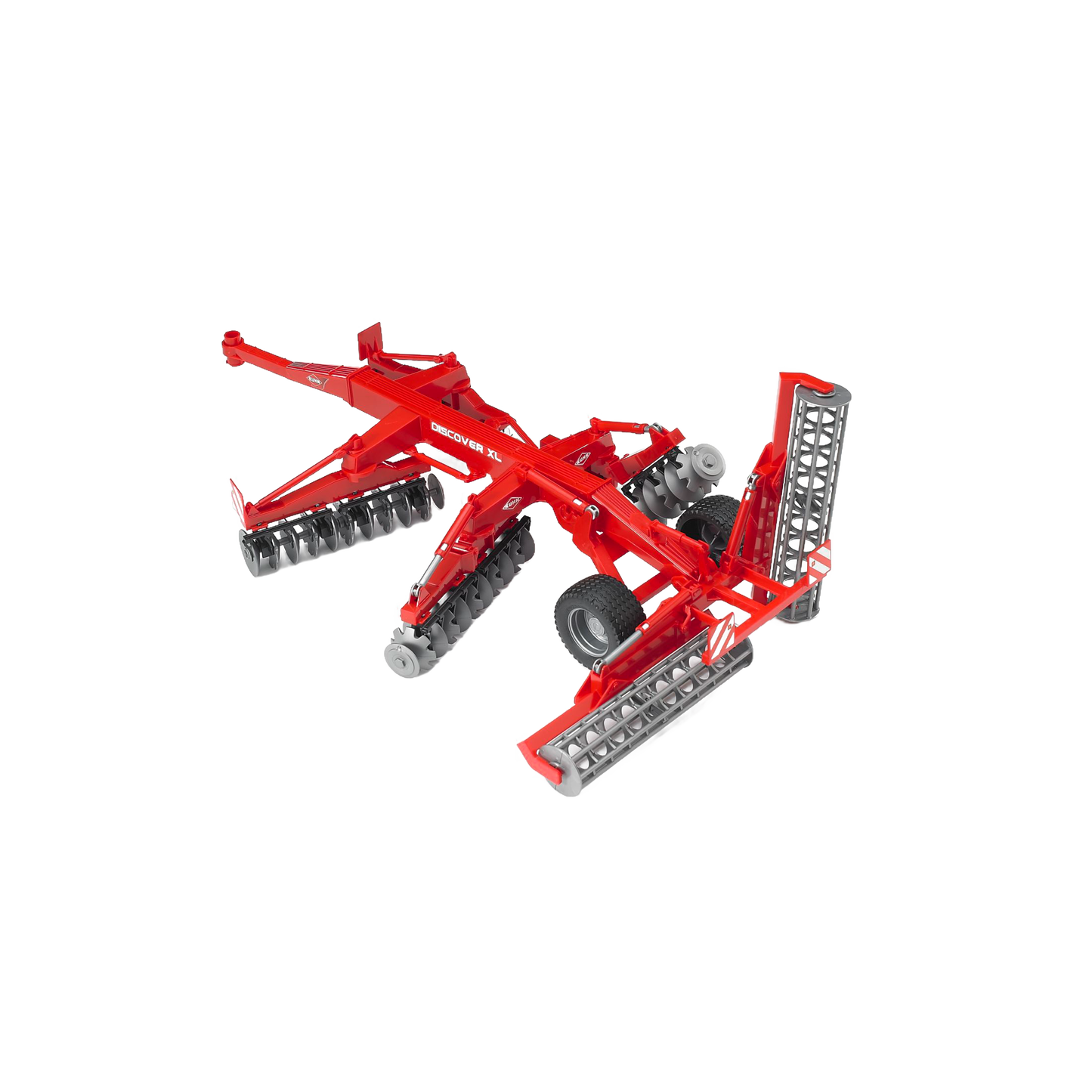 Red Bruder Kuhn Disc Harrow toy with four frames, rotating discs, and rollers for Vehicles & Remote Controlled Toys collection
