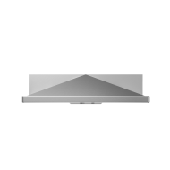 Stainless steel pyramid-shaped under-cabinet range hood with LED lighting, part of kitchen appliances collection