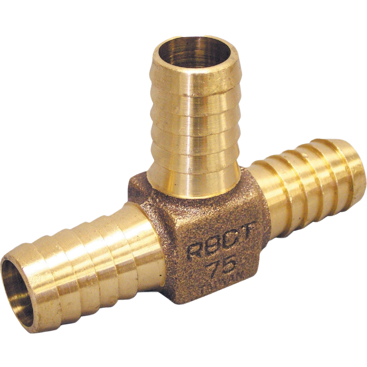 Low lead brass barbed tee fitting with three 3/4-inch connectors for Pipes & Fittings and Plumbing collections under $50
