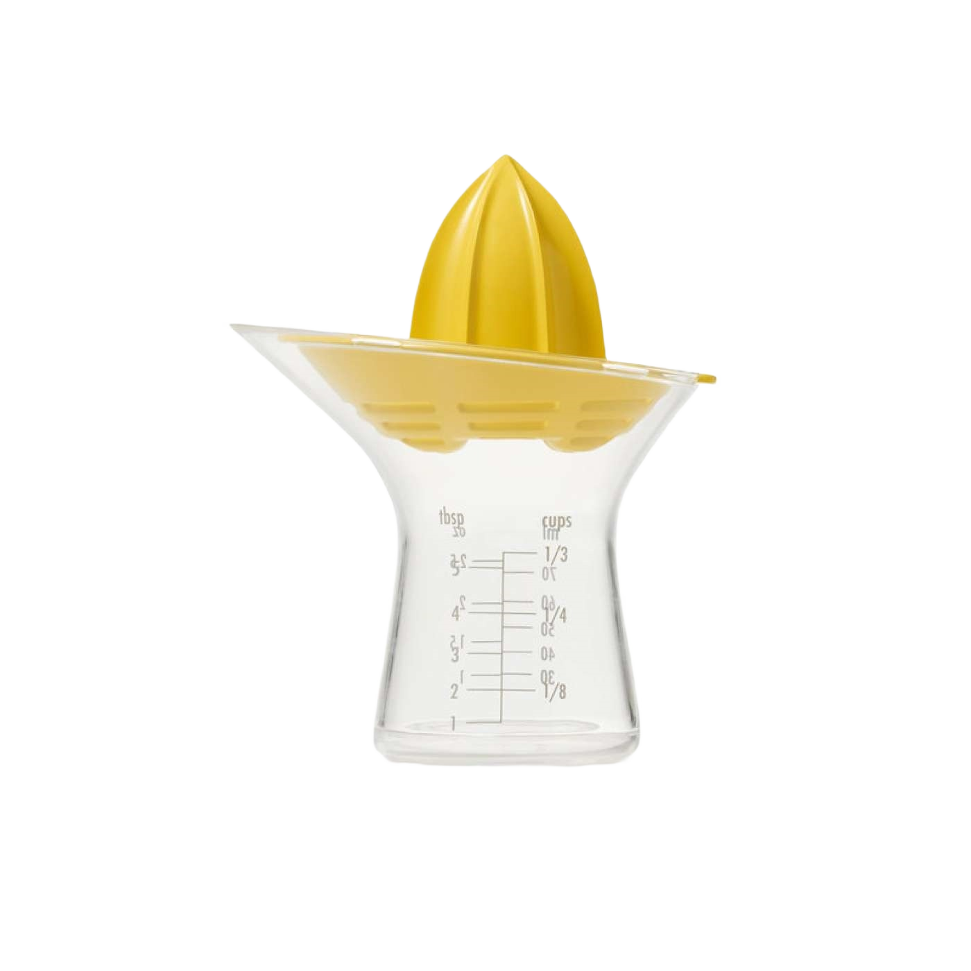 Compact citrus juicer with yellow reamer and clear measuring container for kitchen gadgets and small appliances under $50 collections