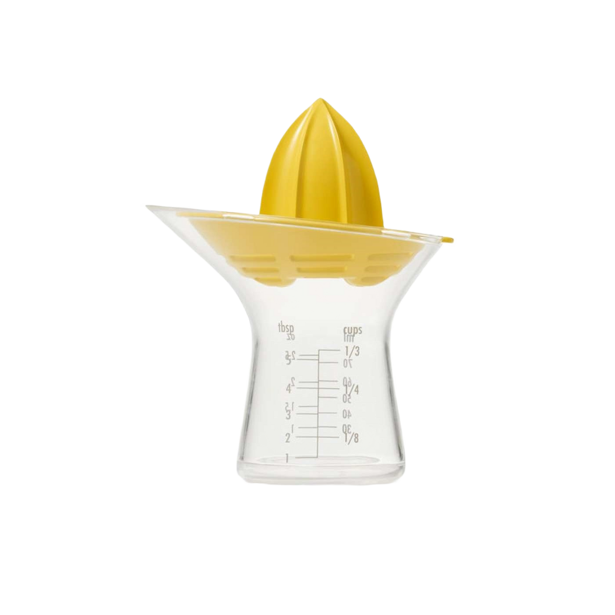 Compact citrus juicer with yellow reamer and clear measuring container for kitchen gadgets and small appliances under $50 collections