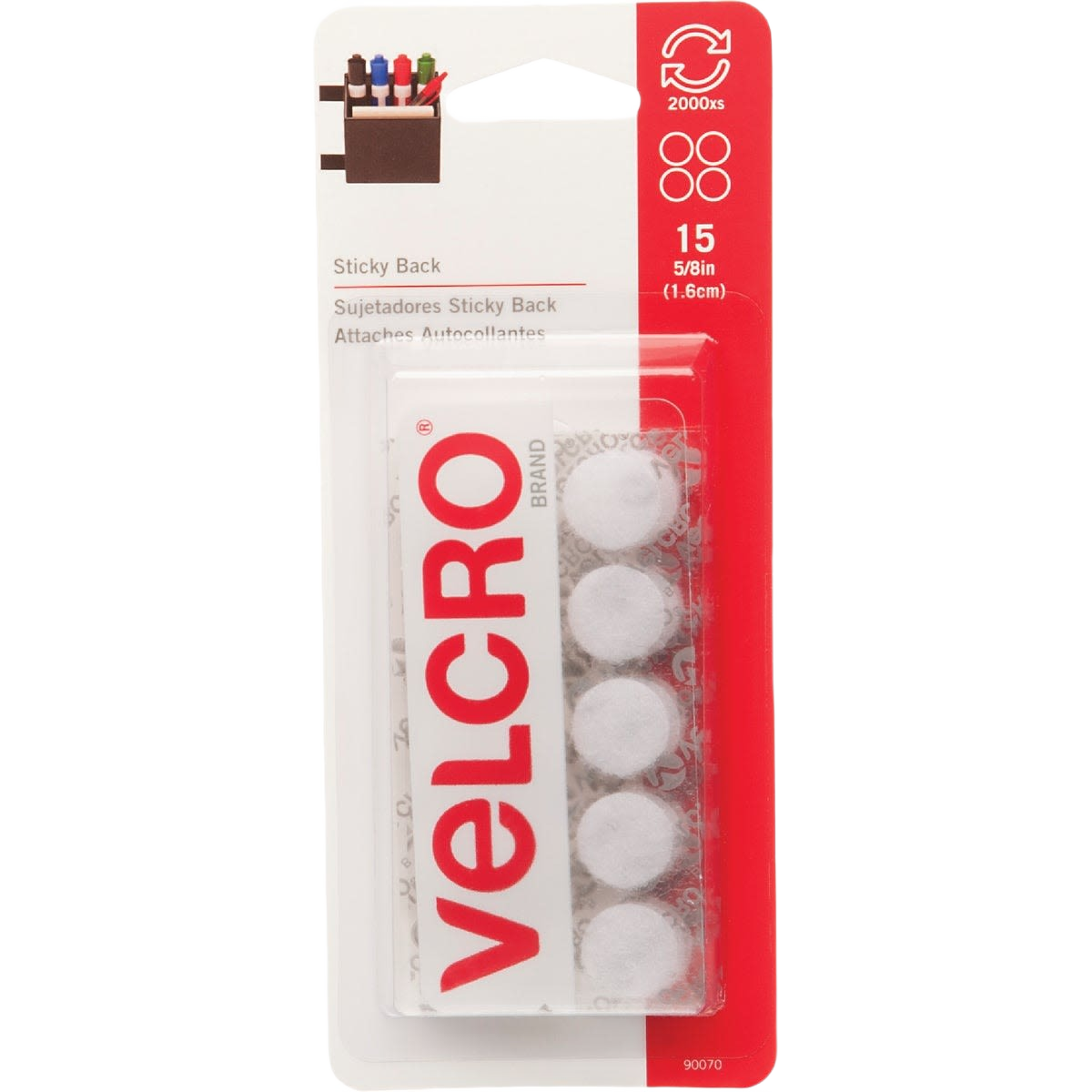 VELCRO Brand White Hook & Loop Discs, 15 Pack