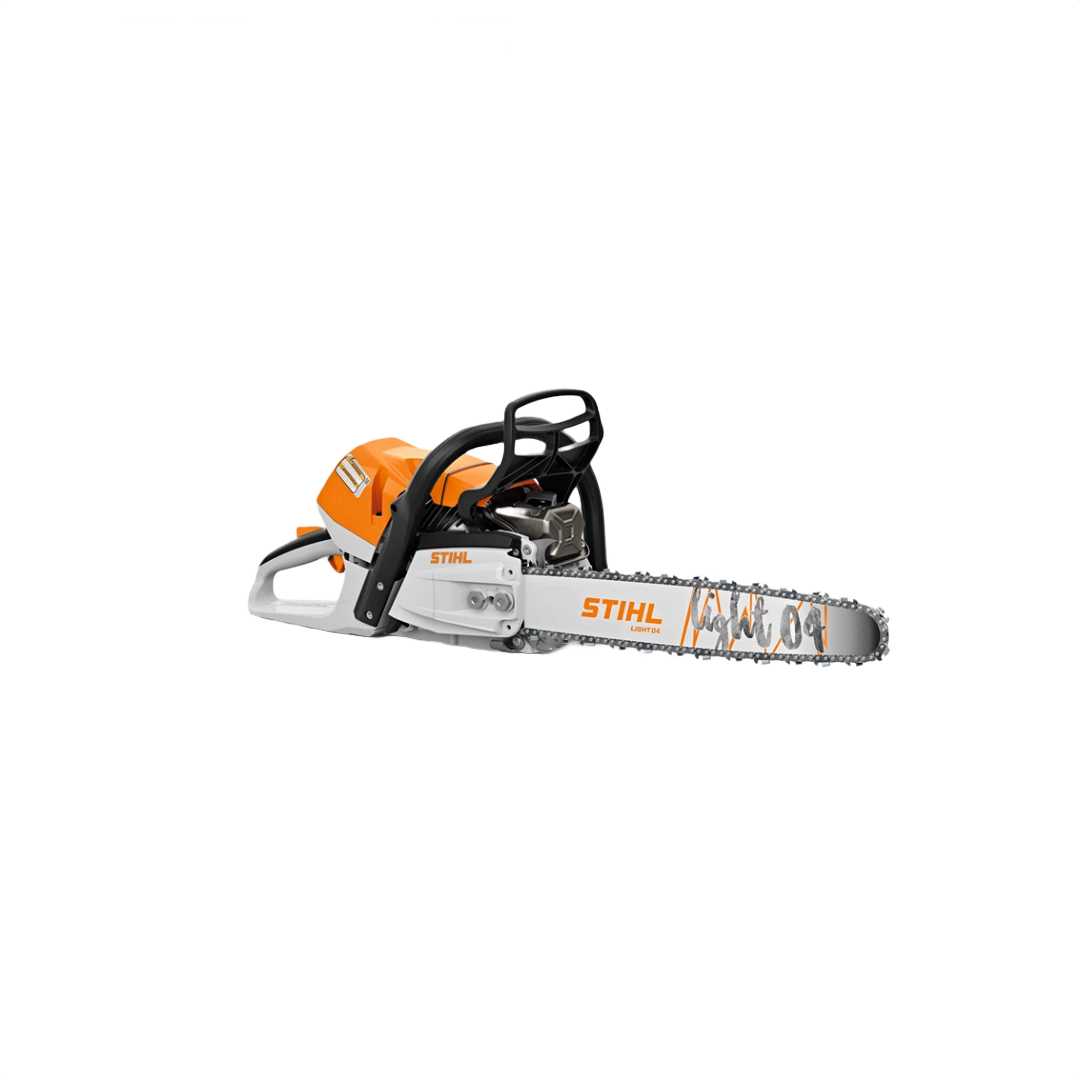 Professional orange and silver chainsaw with magnesium piston and 20-inch cutting bar for durable tools and home improvement use