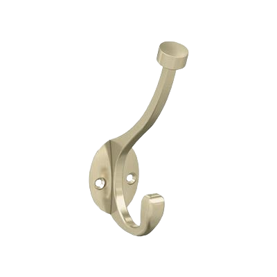 Two prong golden champagne wall hook for bathroom and storage organization in home improvement accessories