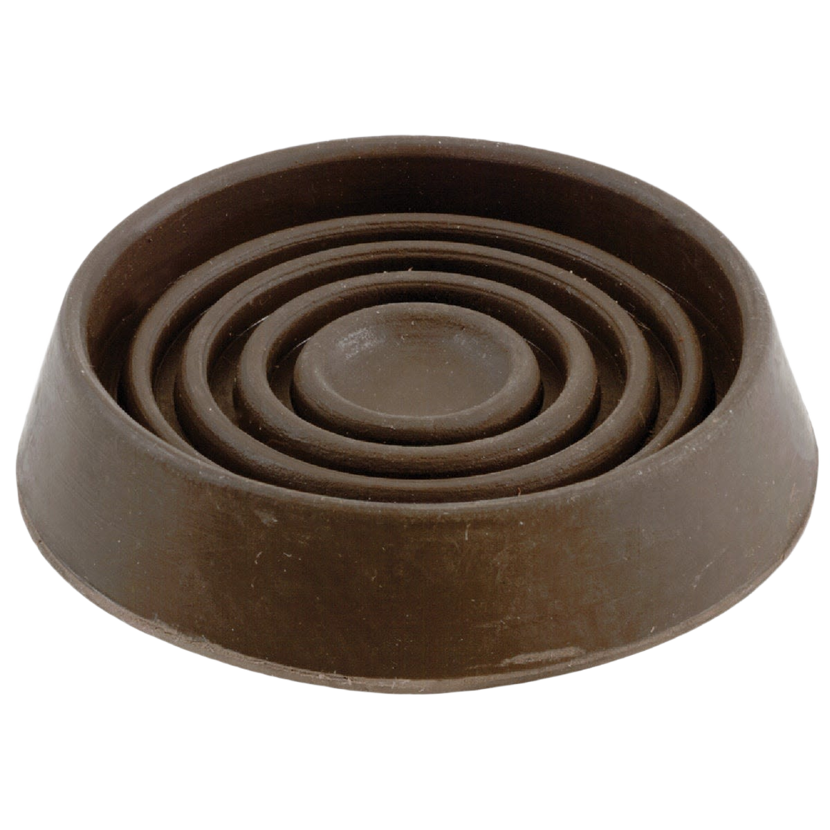 Round brown furniture leg cup with nested design for protecting floors in home improvement projects