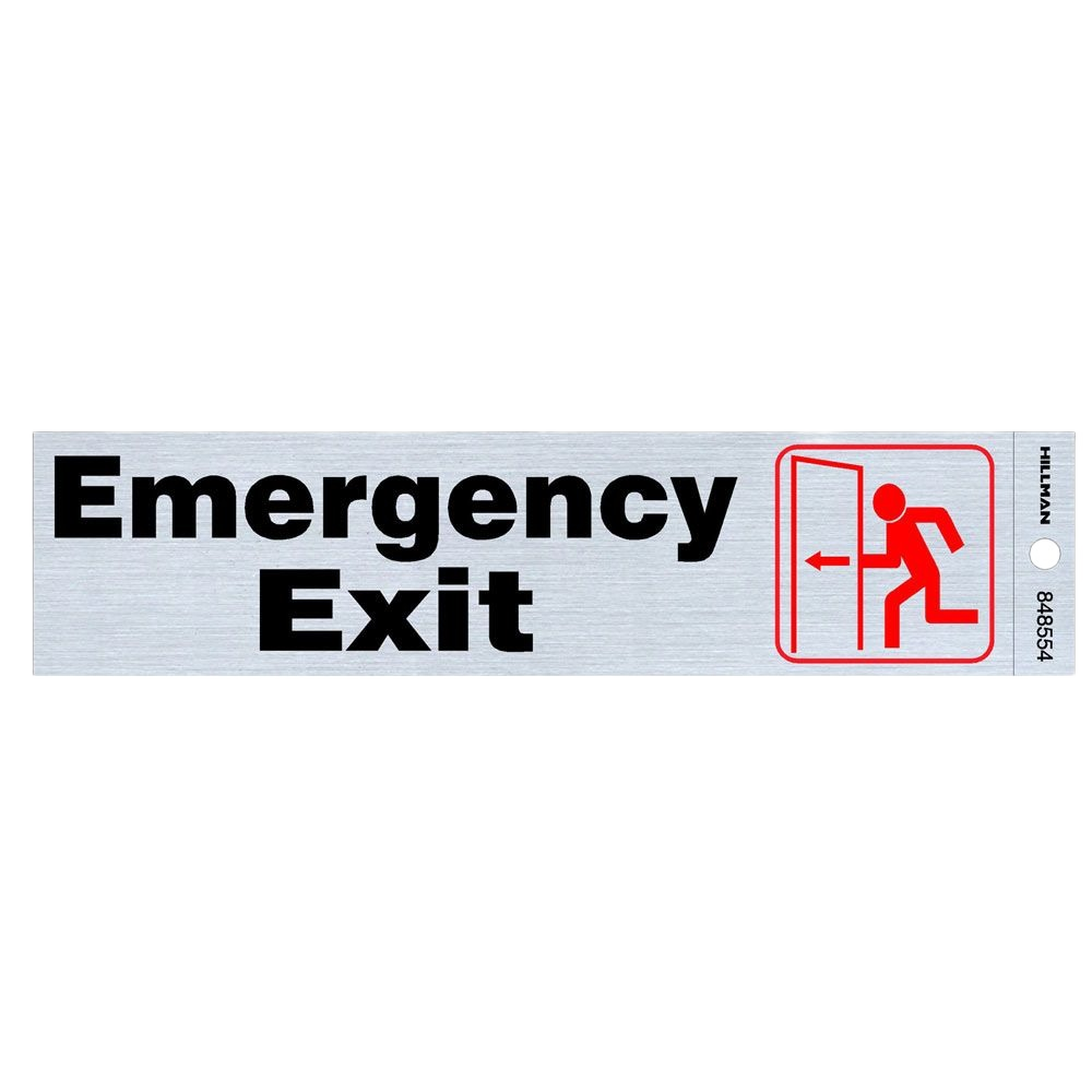 Black and red Emergency Exit sign on nickel flexible Mylar for hardware and home improvement under $50 collection