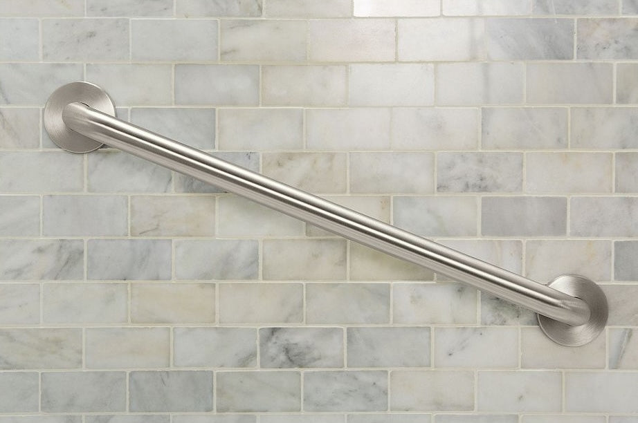 36 inch stainless steel angled grab bar with concealed mounting for bathroom safety and accessibility upgrades