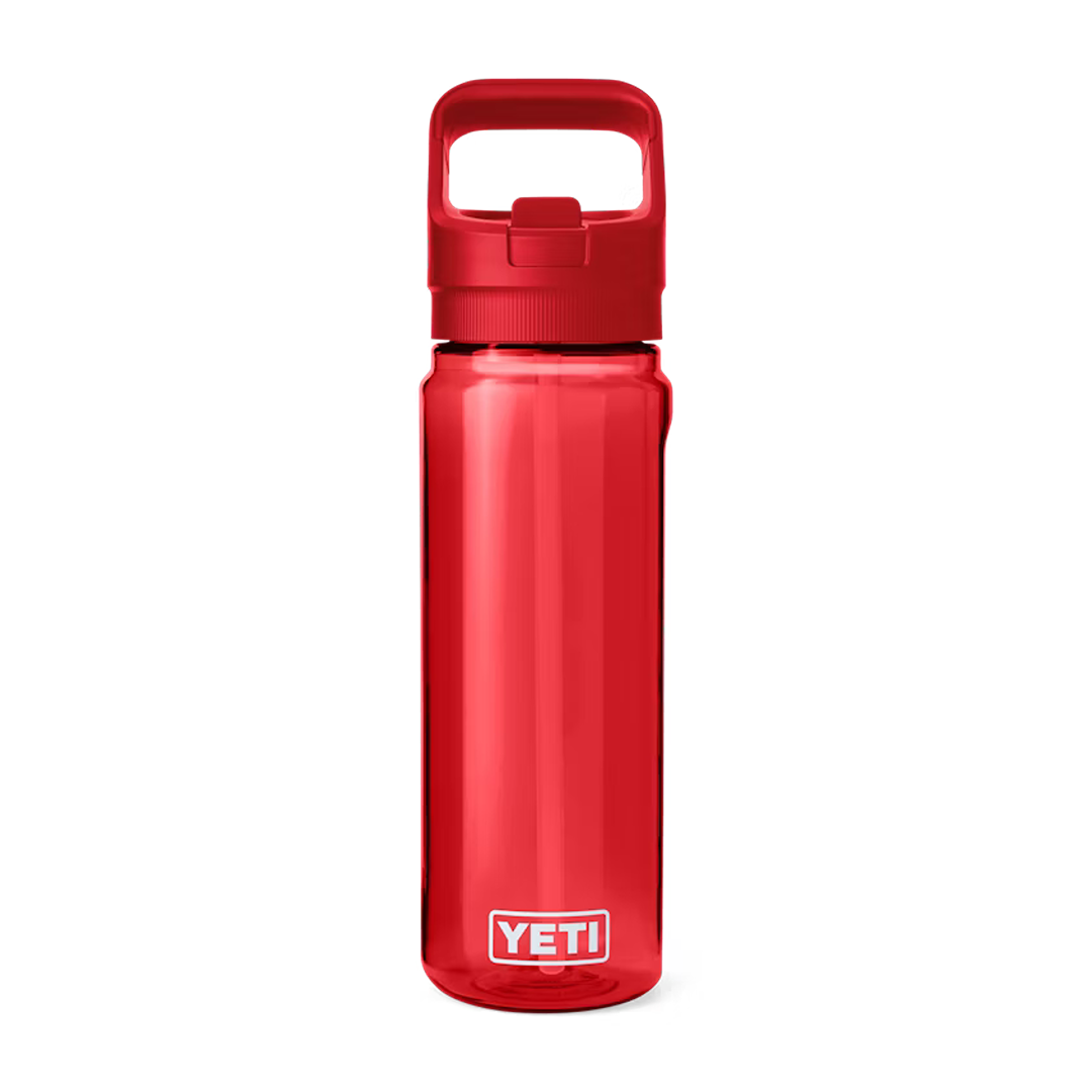 Red 25 oz. durable water bottle with straw cap and sturdy handle, versatile drinkware for kitchen and outdoor use collections