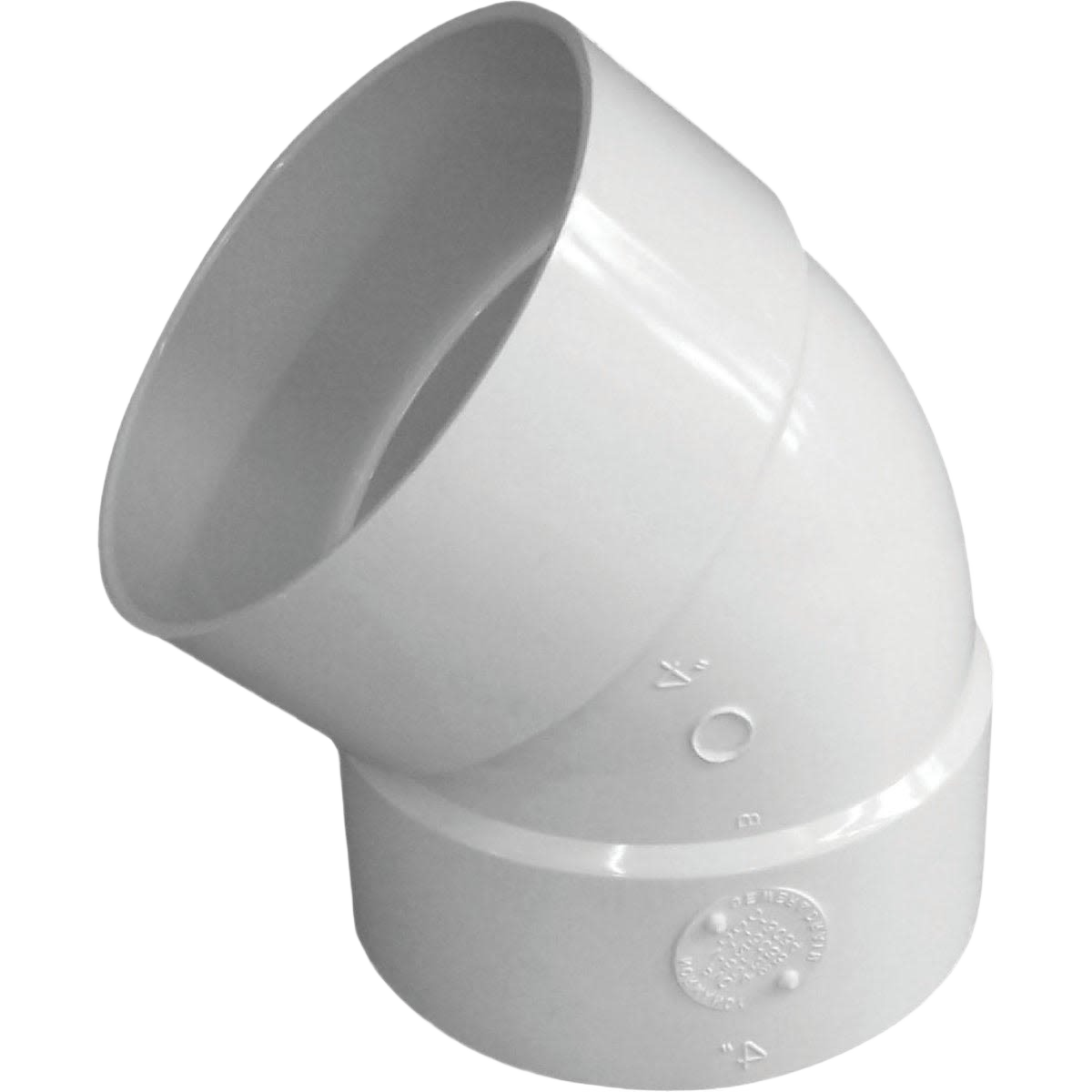 White PVC elbow pipe fitting angled for drain and sewer connections in plumbing and pipes & fittings under $50 collections