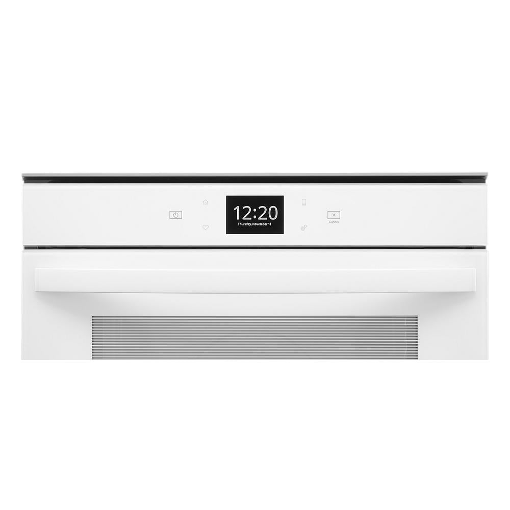 White 24-inch convection wall oven with digital touch controls and small display in Wall Ovens collection