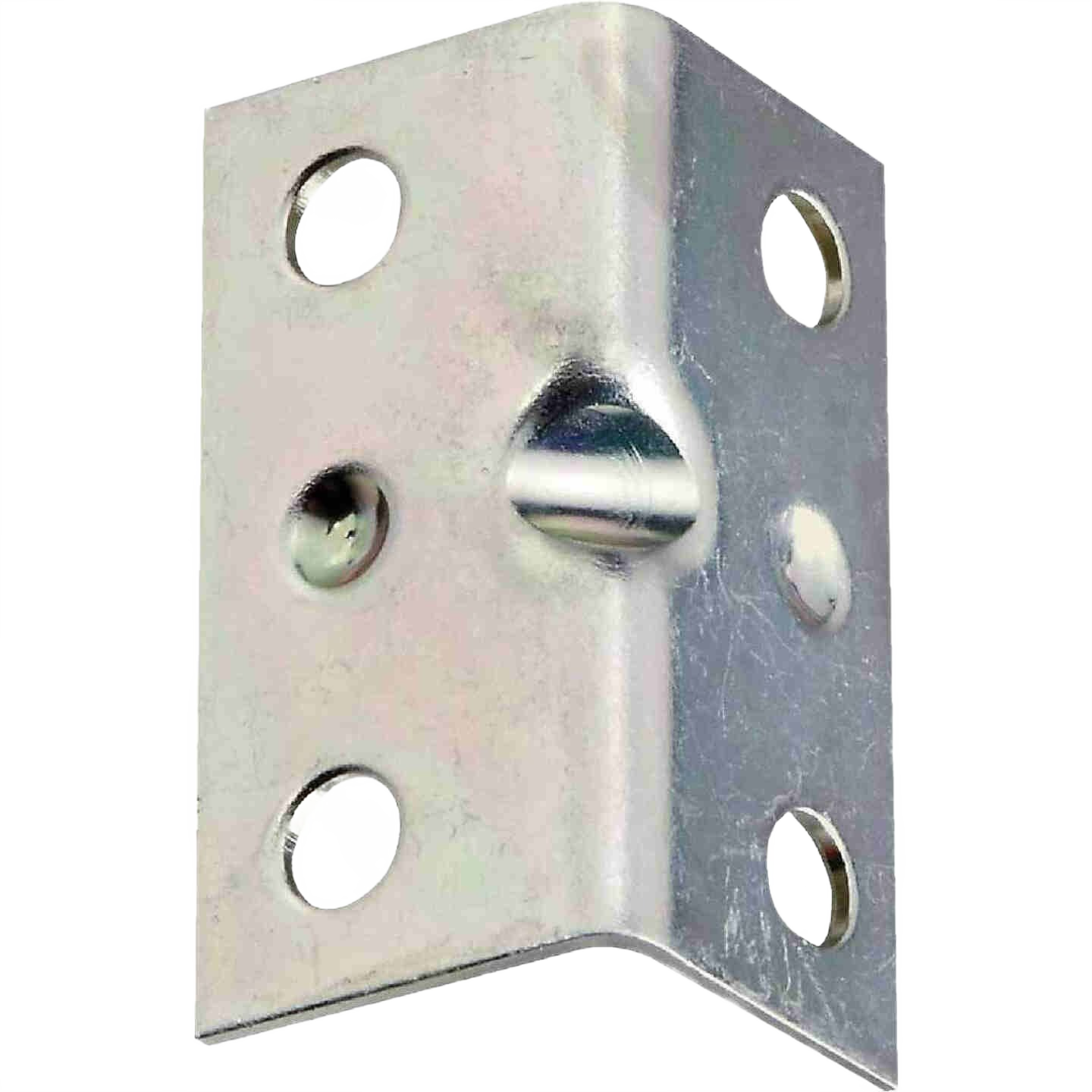 Zinc corner brace with multiple screw holes for sturdy furniture and shelving support in building hardware collections