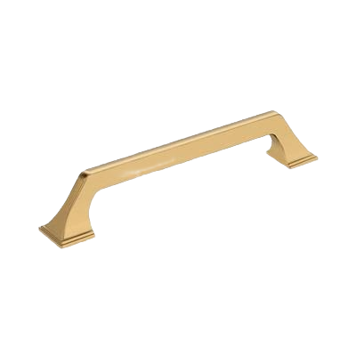 Champagne bronze cabinet pull with curved edges and pedestal base for furniture and home improvement hardware.