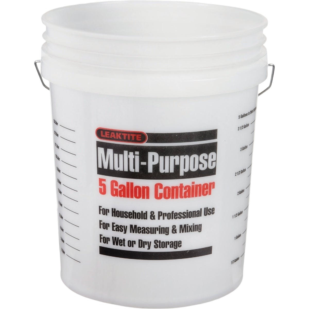 Clear plastic 5-gallon bucket with measurement markings for paint and home improvement tool supplies under $50 collections