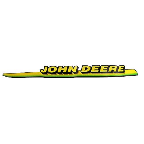 Yellow and green left side hood decal with John Deere text for automotive and John Deere parts accessories collections