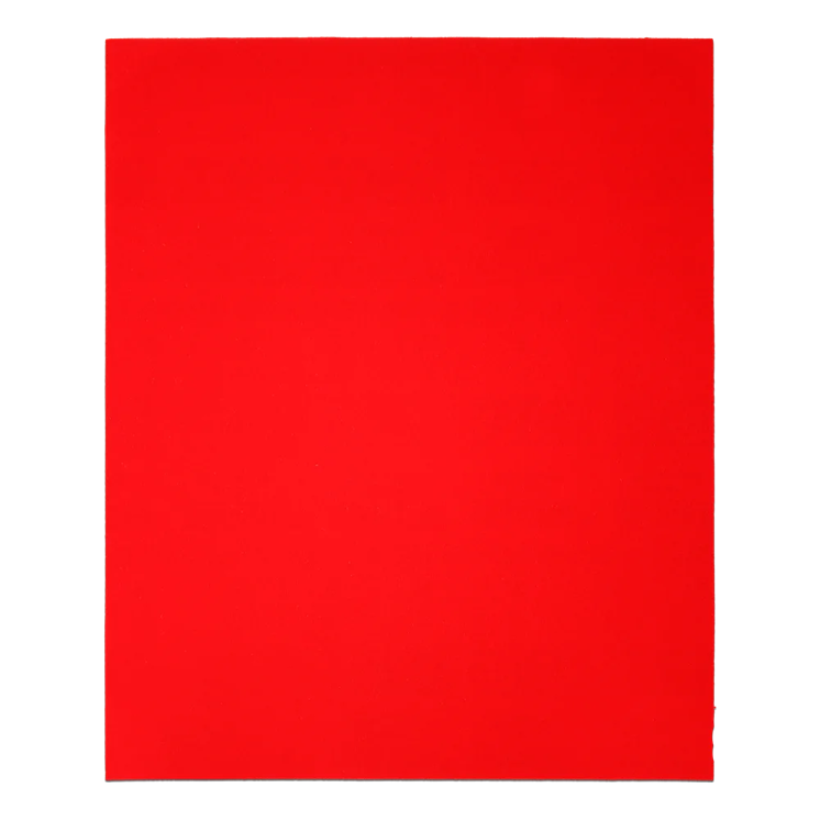 Red 100-grit sanding sheet designed for smoothing surfaces in tools and home improvement projects