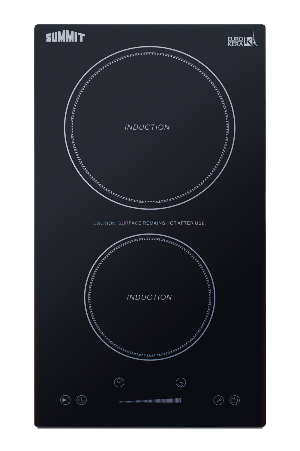 Black glass 2-zone induction cooktop with touch control panel from Cooktops and Kitchen & Kitchenware collections