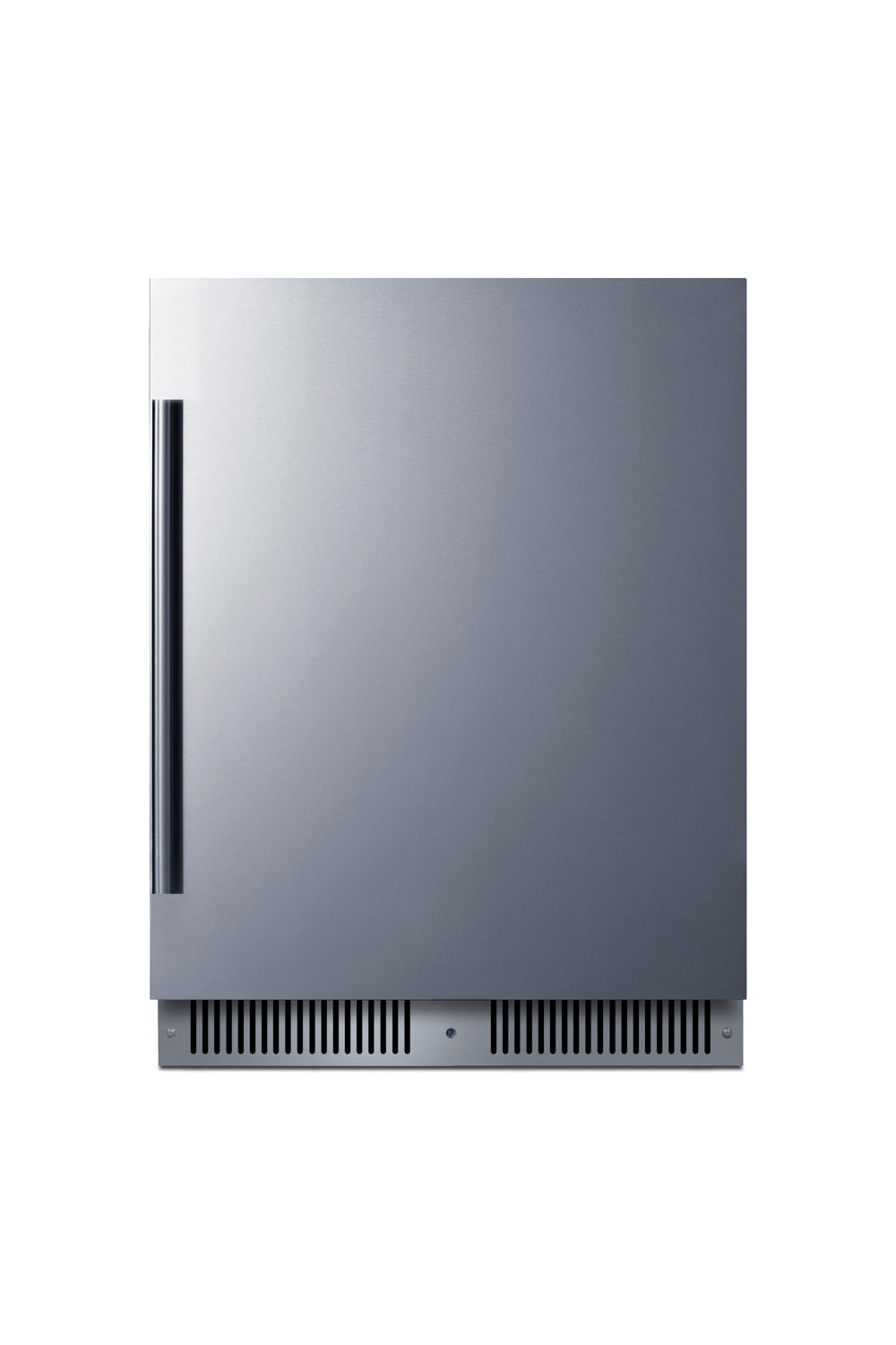 Built-in undercounter stainless steel refrigerator for kitchen and appliances collection with sleek vertical handle design