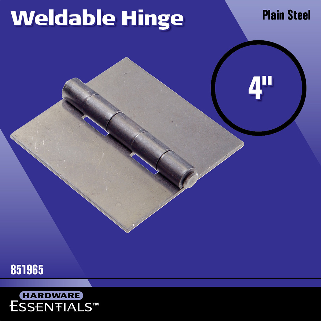 Hardware Essentials 4: Plain Steel Weldable Surface Hinge Square Corner, 3-Pack
