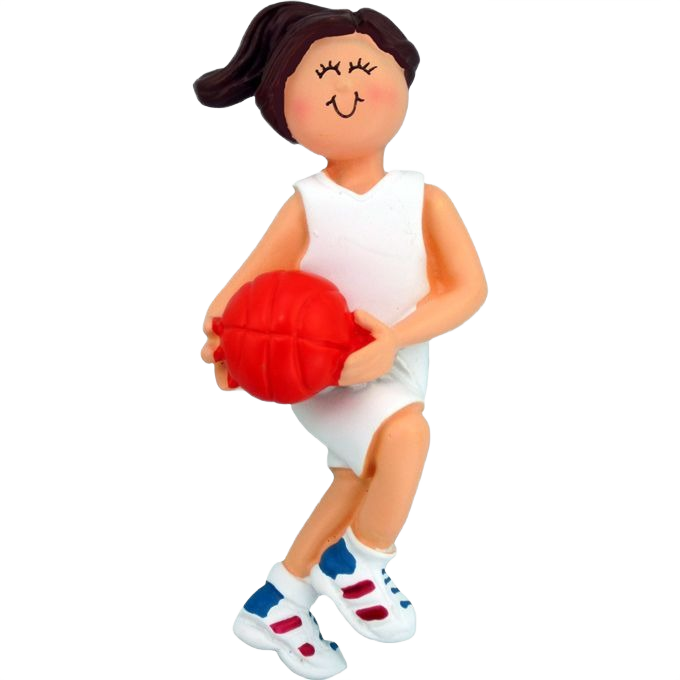 Playful brunette female basketball player figurine holding ball from Christmas Ornaments & Tree Decorations under $50 collection
