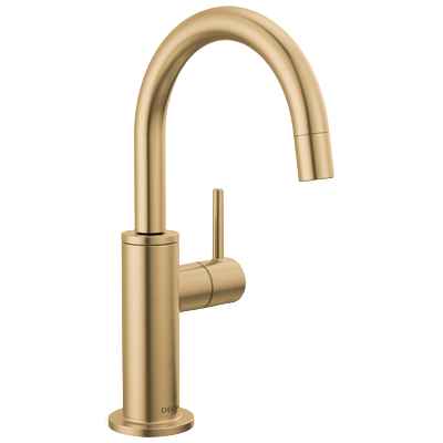 Round beverage faucet in champagne bronze finish with single lever handle for home improvement projects