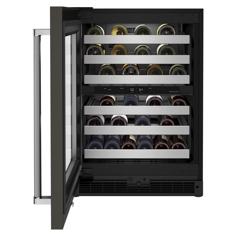 24" Undercounter Wine Cellar with Glass Door and Metal-Front Racks