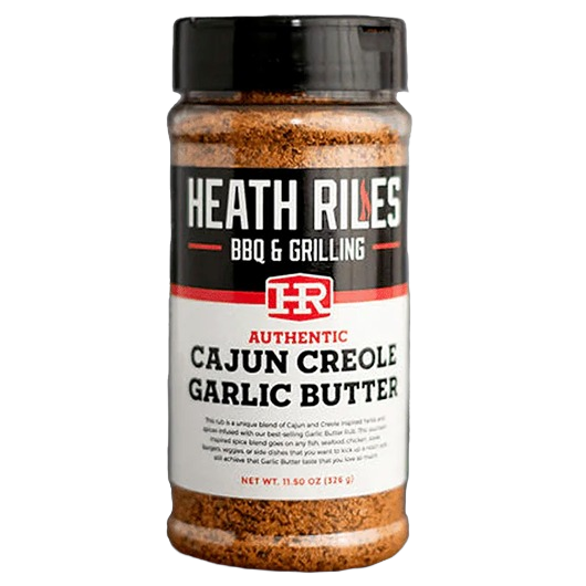 Bottle of Heath Riles Cajun Creole Garlic Butter Rub from BBQ sauces and grilling spices collection