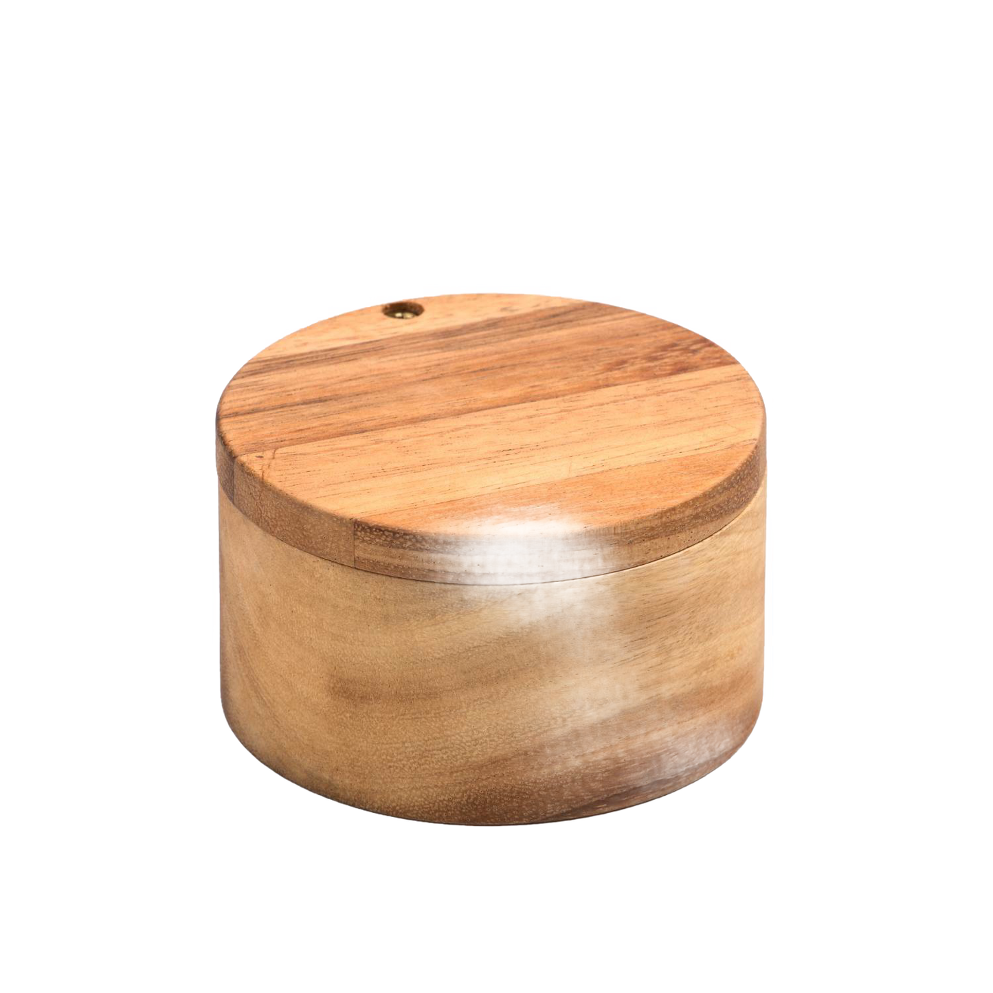 Round Acacia wood salt cellar with removable lid for kitchen utensils and cooking tools under $50 collection